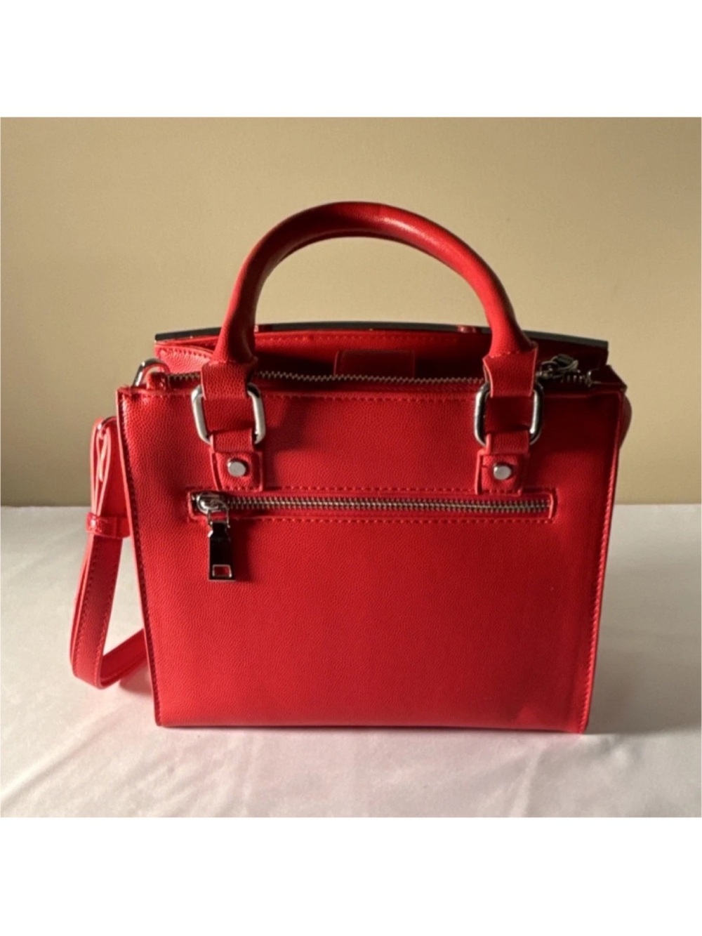 Miztique Red Structured Satchel with Top Handles
